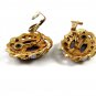 Goldtone Blue Purplish 3 Muses Cameo Brooch Earrings Unmarked 102014