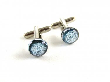 Unmarked Silvertone & Blue Dichoric Cufflinks 1106201mmk