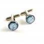 Unmarked Silvertone & Blue Dichoric Cufflinks 1106201mmk