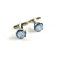 Unmarked Silvertone & Blue Dichoric Cufflinks 1106201mmk