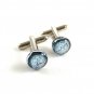 Unmarked Silvertone & Blue Dichoric Cufflinks 1106201mmk