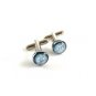 Unmarked Silvertone & Blue Dichoric Cufflinks 1106201mmk