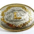 Western Cowboy Mexican Silver Tone Initial / Letter L Belt Buckle 10312013