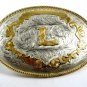 Western Cowboy Mexican Silver Tone Initial / Letter L Belt Buckle 10312013