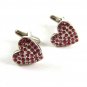 Silvertone & Pink Rhinestones Heart Cufflinks 11062013bd