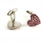 Silvertone & Pink Rhinestones Heart Cufflinks 11062013bd