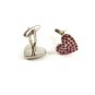 Silvertone & Pink Rhinestones Heart Cufflinks 11062013bd