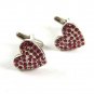 Silvertone & Pink Rhinestones Heart Cufflinks 11062013bd