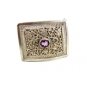 Handmade Tribal Silver & Purple Belt Buckle Unmarked 110614