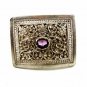 Handmade Tribal Silver & Purple Belt Buckle Unmarked 110614