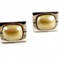 Silvertone & Faux Mauve Pearl Cufflinks Signed Hickok USA