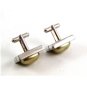 Silvertone & Faux Mauve Pearl Cufflinks Signed Hickok USA