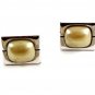 Silvertone & Faux Mauve Pearl Cufflinks Signed Hickok USA