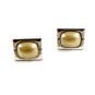 Silvertone & Faux Mauve Pearl Cufflinks Signed Hickok USA
