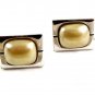 Silvertone & Faux Mauve Pearl Cufflinks Signed Hickok USA