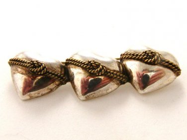Mexican Taxco Sterling Silver Hearts Knots Brooch