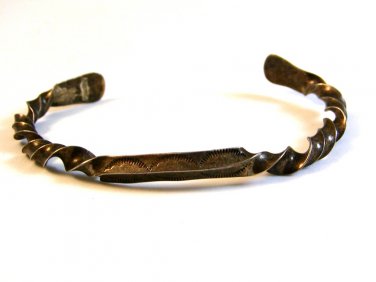 Signed & Dated Native American Sterling Silver Cuff Bracelet