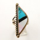 Native American & Silver Coral Onyx Turquoise  Ring