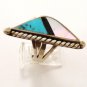 Native American & Silver Coral Onyx Turquoise  Ring