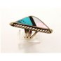 Native American & Silver Coral Onyx Turquoise  Ring