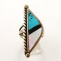 Native American & Silver Coral Onyx Turquoise Ring