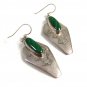Southwest Sterling Silver & Malachite Dangley Earrings Signed