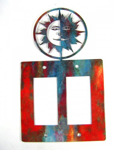 Smiling Sun Double Rocker Outlet Cover Plate by Steel Images USA 6215f