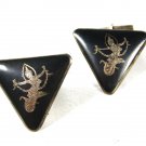 Sterling Silver Niello Dancer Triangle Cufflinks Unbranded Made In Siam 71615