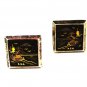 Silver Damascene Goldtone Mt. Fuji Cufflinks Unbranded Made In Japan 71615