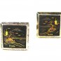 Silver Damascene Goldtone Mt. Fuji Cufflinks Unbranded Made In Japan 71615