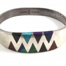 Mexican Taxco Sterling Silver Malachite Tiger Eye Lapis Onyx Bracelet