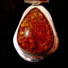 Large Sterling Silver Handmade Amber Pendant