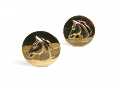 True Vintage Goldtone Horse Head Cufflinks By SWANK 102714