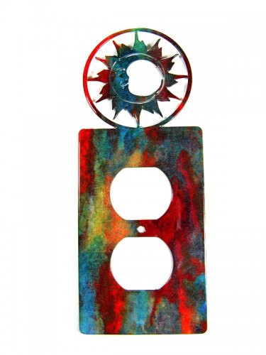 Small Shiny Sun Double Outlet Cover Plate by Steel Images USA 52815d