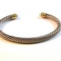 David Yurman 14K 585 Sterling Silver Blue Topaz Cable Cuff Bracelet