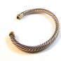 David Yurman 14K 585 Sterling Silver Blue Topaz Cable Cuff Bracelet