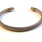 David Yurman 14K 585 Sterling Silver Blue Topaz Cable Cuff Bracelet