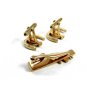 True Vintage Horse Shoe Goldtone Cufflinks & Tie Clasp By SWANK 101614