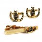 True Vintage Horse Shoe Goldtone Cufflinks & Tie Clasp By SWANK 101614