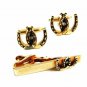 True Vintage Horse Shoe Goldtone Cufflinks & Tie Clasp By SWANK 101614