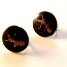 Siam Sterling Niello Dancing Lady Screw Back Earrings Lot 4456