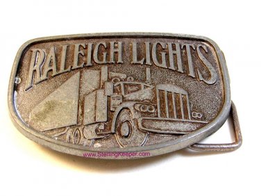 Vintage Nickle Raleigh Lights Truck Belt Buckle