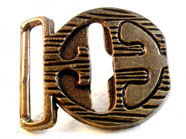 Vintage Very Odd Looking Letter ? E ? Celtic Gothic Belt Buckle