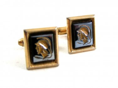 Vintage Greek / Roman Warrior Intaligo Cufflinks by Anson