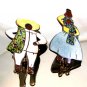 Mexican Sterling Silver Enameled Man & Woman Brooch by Margot  De Taxco