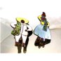 Mexican Sterling Silver Enameled Man & Woman Brooch by Margot  De Taxco