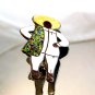 Mexican Sterling Silver Enameled Man & Woman Brooch by Margot  De Taxco