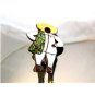 Mexican Sterling Silver Enameled Man & Woman Brooch by Margot  De Taxco