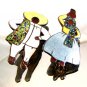 Mexican Sterling Silver Enameled Man & Woman Brooch by Margot De Taxco
