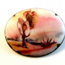 Vintage Hand Painted Porcelain Brooch Signed Hutchins ??????